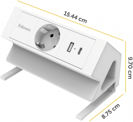 Priza de incarcare Fellowes, Filex Power, cu prindere pe birou tip F, alb